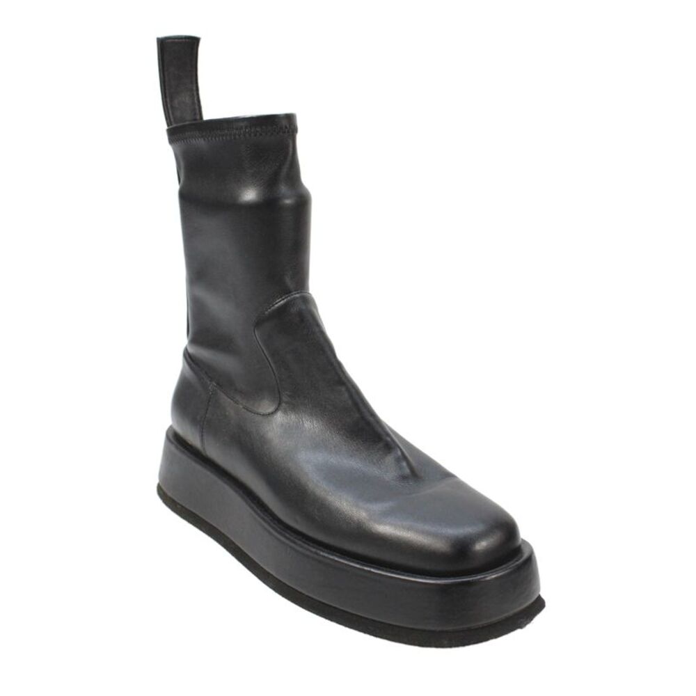 Gia/rhw Womens Leather Slip On Platform Heels Ankle Boots Shoes Black Size 8